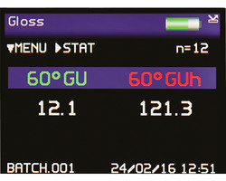 Gloss measuremnt display on Novo Gloss Flex
